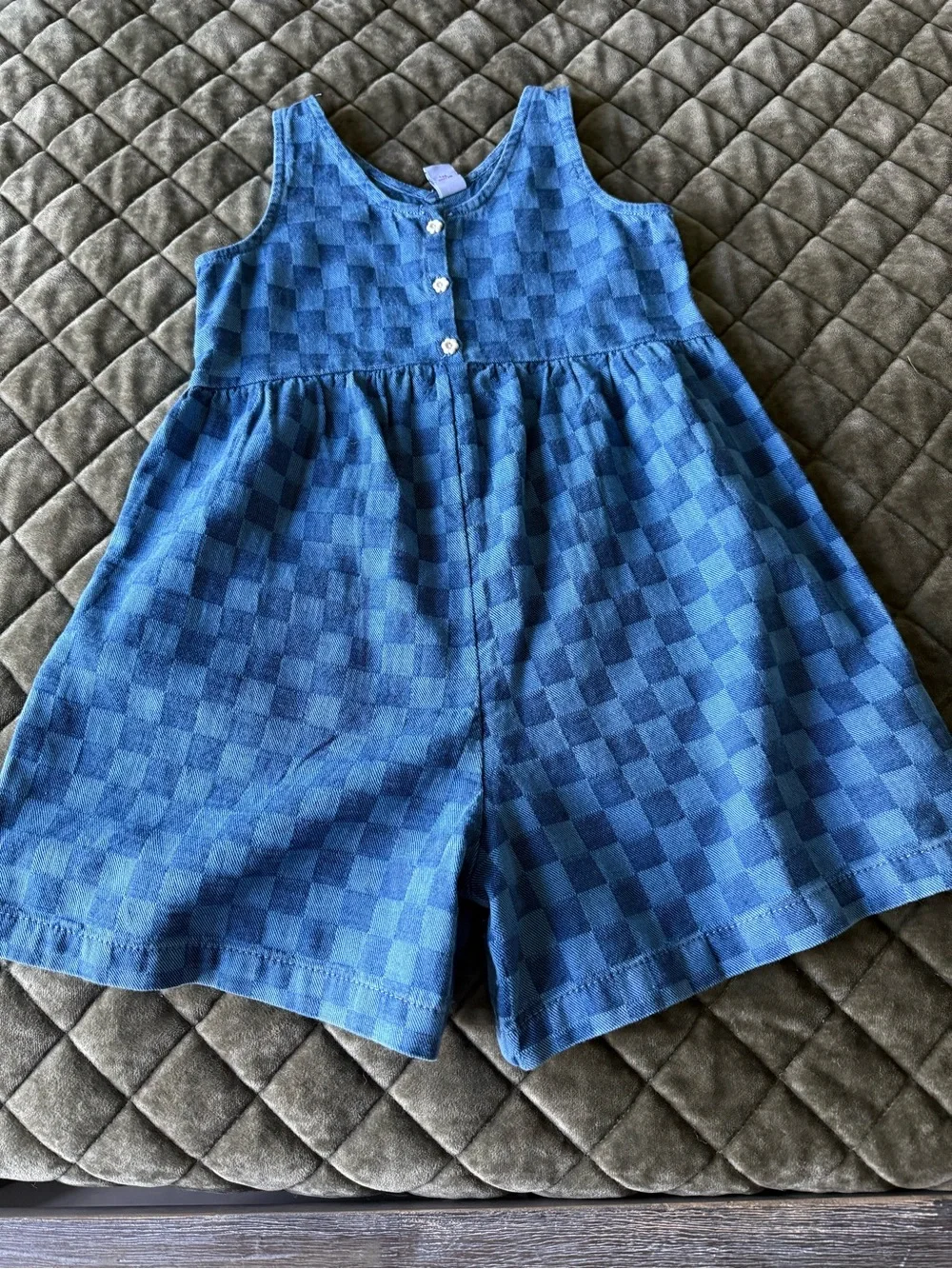 Old Navy Blue Check Cotton Romper